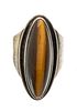 Sterling Silver, Marquis Tiger Eye Ring, Size 7