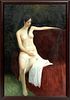 K. Meng, Oil On Canvas,  1992, Seated Nude Woman, H 36'' W 24''