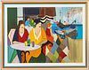 Itzchak Tarkay (Israeli, 1935-2012) Lithograph In Colors On Wove Paper, Jaffa Cafe, H 26'' W 34.75''