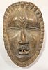 African Polychrome Carved Wood Mask, H 9.5", W 7", D 2.75"