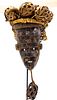 African Carved Wood And Woven Headdress, H 14", W 9", Salampasu-Congo
