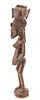 Senufu African Carved Wood Sculpture, Standing Nude Pregnant Woman, H 24.5'' W 4.75'' Depth 4.5''