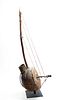 African Carved Wood And Leather Kora Musical Instrument, H 16'' Dia. 11''