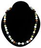 Gold and Multi Color Jade Necklace