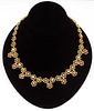 18K Gold, Diamond, Sapphire, Ruby and Emerald Statement Necklace