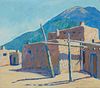 Edith Hynes, (1885-1971), "Taos Pueblo", Oil on canvas, 23" H x 26.25" W