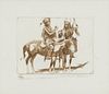 Edward Borein, (1872-1945), "Sign Talk, No. 1", Drypoint in brown on paper, Image: 2.625" H x 3.5" W; Sight: 4.5" H x 5.25" W
