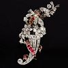 BEAUTIFUL ANTIQUE RUBY DIAMOND AND PEARL SPRAY BROOCH WITH FLY