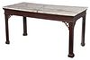 Mahogany Blind Fretwork Marble Top Pier Table