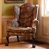George III Oak and Needlework Upholstered Wingchair
