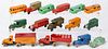 Fifteen Tootsie Toy delivery trucks and busses