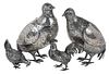 Four Silver Spice Pheasants and Roosters