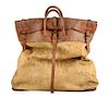 Large Wells Fargo Leather & Canvas Bag.