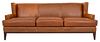 Mitchell Gold Caramel Leather Upholstered Sofa