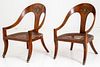 Regency Style Mahogany Gondola Chairs, Pr.