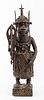 African Benin Bronze Sculpture of Standing Warrior