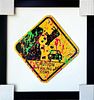 E.M. Zax Hand painted metal street sign "Caution Cows"