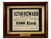 Original Wells Fargo $2750 Reward Poster.