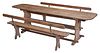 Baroque Trestle Form Oak Farm Table, Together with Two Benches