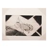 FRANCISCO TOLEDO.Sin título (camarón y mujer). Firmado.Grabado a la punta seca P.A. 18 x 30 cm imagen / 29 x 39 cm papel