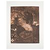 ENRIQUE FLORES, Niñas del río, Firmado y fechado 2020, Grabado en metal y madera 9 / 15, 59 x 46 cm imagen / 78 x 72 cm papel