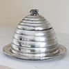 Silver Plate Hive for Honey Pot with a Blue Glass Liner