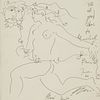 Hans Erni Running Nude Pen & Ink Drawing
