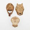 Group of 3 Inuit Bone Masks with Open Mouths