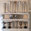 Group of Silver and Silver Plate Bud Vases and Miniature Trophies