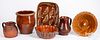 Antique redware to include molds, loaf dish, etc.