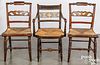 Pair of painted rush seat chairs, 19th c.