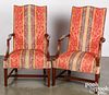 Pair of Federal style mahogany lolling chairs
