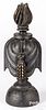 Carved and painted drape and tassel newel post