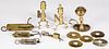 Assorted brass to include miniature andirons, etc.