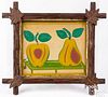 Folk art reverse painting of an apple and pear