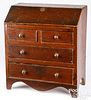 English child's pine slant front desk, early 19th