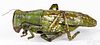 Unusual German painted tin wind-up grasshopper
