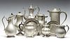 A TEN PIECE COLLECTION OF ANTIQUE PEWTER