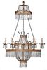 Neoclassical Gilt and Crystal Basket Form Eight Light Chandelier