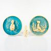 Pair of Avondale Incolay Stone Plates + Figurine