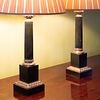 Pair of Neoclassical Style Gilt-Metal-Mounted Tole Columnar Lamps