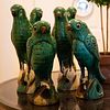 Group of Six Chinese Export Glazed Earthenware Models of Parrots