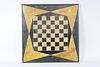 Framed 19th C. Faux Painted Marblized Folk Art Slate Game Board, Yellow