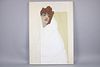 Minimalist Portrait of Red Haired Woman, Signed Gigliotti 1975