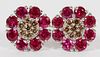 NATURAL RUBY AND FANCY DIAMOND CLUSTER EARRINGS