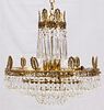 NINE LIGHT CRYSTAL AND GILT BRASS CHANDELIER LATE 20TH C