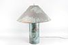 Patina'd Copper Minimalist Lamp, Mid Century Modern