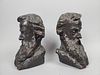 Plaster Cast Bookends of Male Bust in the Style of Auguste Rodin