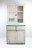 Primitive Step Back Glass Front Cabinet, Painted White