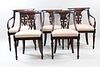 Set of 5 Elegant Regency Upholstered Mahogany Dining Chairs